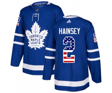 Adidas Maple Leafs #2 Ron Hainsey Blue Home Authentic USA Flag Stitched NHL Jersey