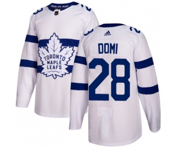 Adidas Toronto Maple Leafs #28 Tie Domi White Authentic 2018 Stadium Series Stitched NHL Jersey