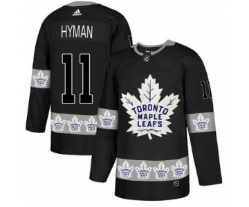 Men's Toronto Maple Leafs #11 Zach Hyman Black Team Logos Fashion Adidas Jersey