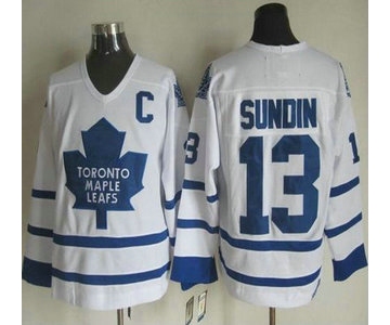 Men's Toronto Maple Leafs #13 Mats Sundin 2000-01 White CCM Vintage Throwback Jersey