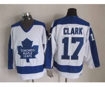 Men's Toronto Maple Leafs #17 Wendel Clark 1982-83 White CCM Vintage Throwback Jersey