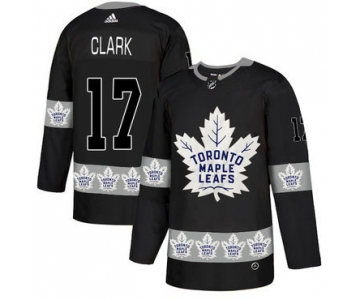 Men's Toronto Maple Leafs #17 Wendel Clark Black Team Logos Fashion Adidas Jersey