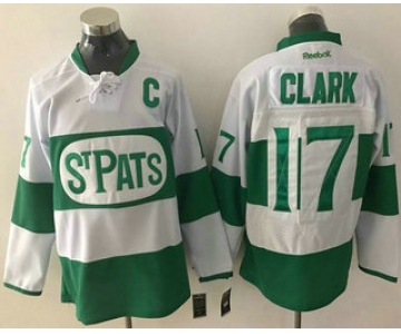 Men's Toronto Maple Leafs #17 Wendel Clark White 2017 St. Patrick's Day Green Stitched NHL Reebok Hockey Jersey