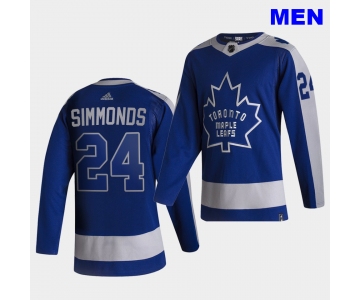 Men's Toronto Maple Leafs #24 Wayne Simmonds 2021 Reverse Retro Blue Special Edition Authentic Jersey
