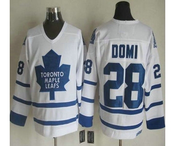 Men's Toronto Maple Leafs #28 Tie Domi 2000-01 White CCM Vintage Throwback Jersey