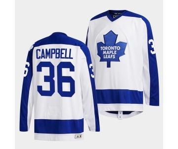 Men's Toronto Maple Leafs #36 Jack Campbell White Classics Primary Logo Stitched Jersey