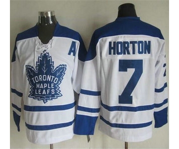 Men's Toronto Maple Leafs #7 Tim Horton 1998-99 White CCM Vintage Throwback Jersey