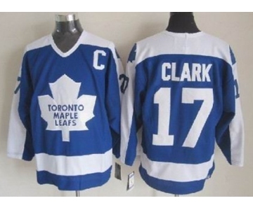 Toronto Maple Leafs #17 Wendel Clark Blue With White Throwback CCM Jersey