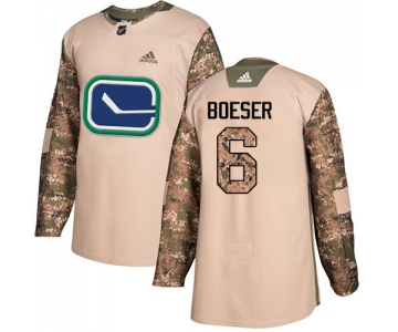 Adidas Vancouver Canucks #6 Brock Boeser Camo Authentic 2017 Veterans Day Youth Stitched NHL Jersey