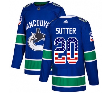 Adidas Canucks #20 Brandon Sutter Blue Home Authentic USA Flag Stitched NHL Jersey