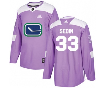 Adidas Canucks #33 Henrik Sedin Purple Authentic Fights Cancer Stitched NHL Jersey