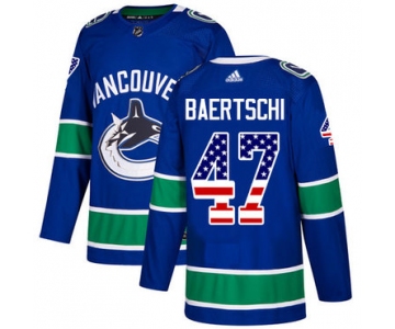 Adidas Canucks #47 Sven Baertschi Blue Home Authentic USA Flag Stitched NHL Jersey