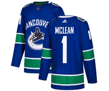 Adidas Vancouver Canucks #1 Kirk Mclean Blue Home Authentic Stitched NHL Jersey