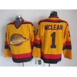 Men's Vancouver Canucks #1 Kirk McLean 1985-86 Yellow CCM Vintage Throwback Jersey