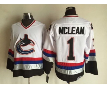 Men's Vancouver Canucks #1 Kirk McLean 1997-98 White CCM Vintage Throwback Jersey