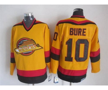 Men's Vancouver Canucks #10 Pavel Bure 1985-86 Yellow CCM Vintage Throwback Jersey