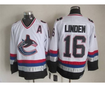 Men's Vancouver Canucks #16 Trevor Linden 1997-98 White CCM Vintage Throwback Jersey