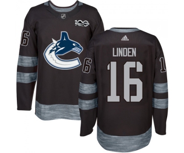 Men's Vancouver Canucks #16 Trevor Linden Black 100th Anniversary Stitched NHL 2017 adidas Hockey Jersey