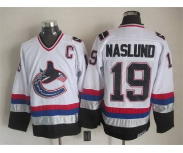 Men's Vancouver Canucks #19 Markus Naslund 1997-98 White CCM Vintage Throwback Jersey