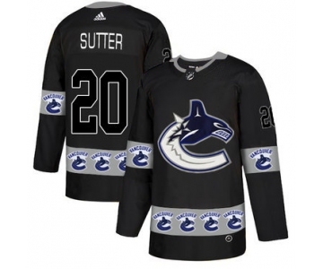 Men's Vancouver Canucks #20 Brandon Sutter Black Team Logos Fashion Adidas Jersey