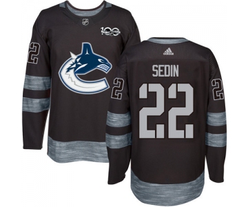 Men's Vancouver Canucks #22 Daniel Sedin Black 100th Anniversary Stitched NHL 2017 adidas Hockey Jersey