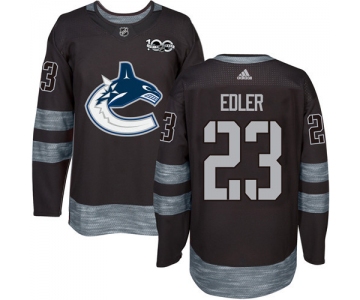 Men's Vancouver Canucks #23 Alexander Edler Black 100th Anniversary Stitched NHL 2017 adidas Hockey Jersey