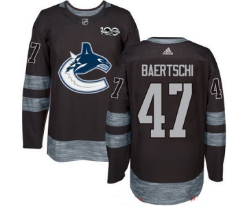 Men's Vancouver Canucks #47 Sven Baertschi Black 100th Anniversary Stitched NHL 2017 adidas Hockey Jersey
