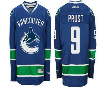 Men's Vancouver Canucks #9 Brandon Prust Home Blue NHL Reebook Jersey