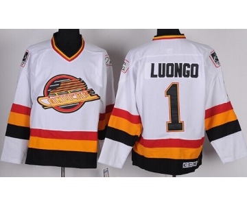 Vancouver Canucks #1 Roberto Roberto Luongo White Throwback CCM Jersey