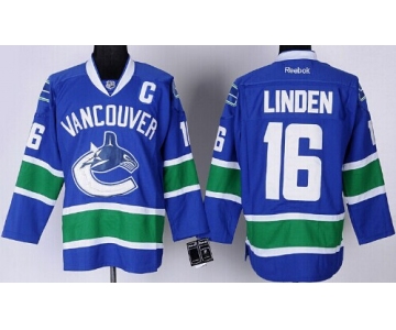 Vancouver Canucks #16 Trevor Linden Blue Jersey