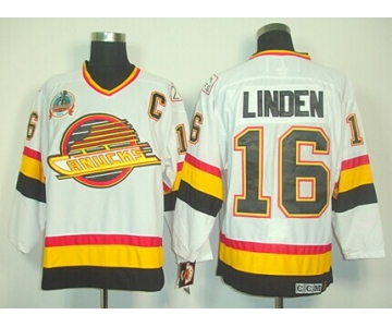 Vancouver Canucks #16 Trevor Linden White Throwback CCM Jersey
