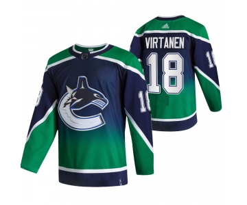 Vancouver Canucks #18 Jake Virtanen Green Men's Adidas 2020-21 Reverse Retro Alternate NHL Jersey