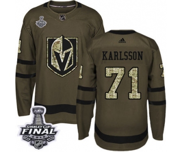 Adidas Golden Knights #71 William Karlsson Green Salute to Service 2018 Stanley Cup Final Stitched NHL Jersey