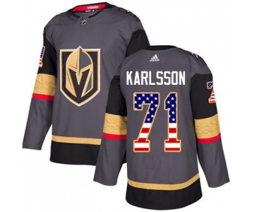 Adidas Golden Knights #71 William Karlsson Grey Home Authentic USA Flag Stitched NHL Jersey