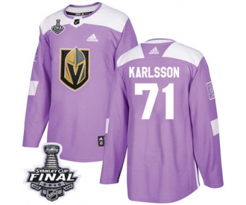 Adidas Golden Knights #71 William Karlsson Purple Authentic Fights Cancer 2018 Stanley Cup Final Stitched NHL Jersey