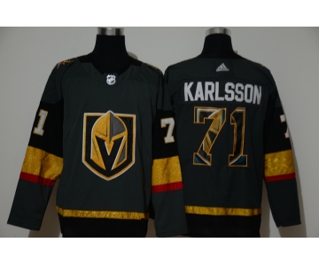 Men's Vegas Golden Knights #71 William Karlsson Gray With Team Logo Adidas Stitched NHL Jersey