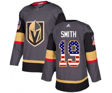 Adidas Golden Knights #19 Reilly Smith Grey Home Authentic USA Flag Stitched NHL Jersey