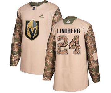 Adidas Golden Knights #24 Oscar Lindberg Camo Authentic 2017 Veterans Day Stitched NHL Jersey