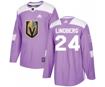 Adidas Golden Knights #24 Oscar Lindberg Purple Authentic Fights Cancer Stitched NHL Jersey