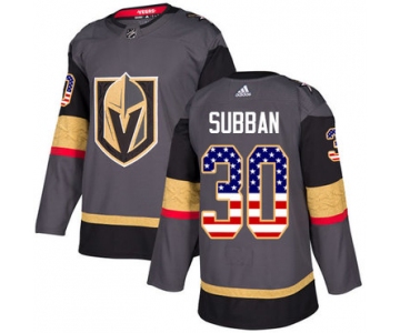 Adidas Golden Knights #30 Malcolm Subban Grey Home Authentic USA Flag Stitched NHL Jersey