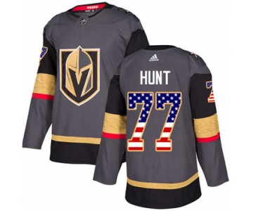 Adidas Golden Knights #77 Brad Hunt Grey Home Authentic USA Flag Stitched NHL Jersey