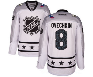 Men's Metropolitan Division Washington Capitals #8 Alexander Ovechkin Reebok White 2017 NHL All-Star Stitched Ice Hockey Jersey