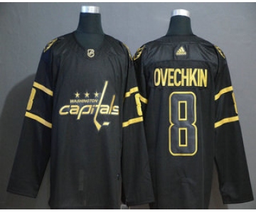 Men's Washington Capitals #8 Alexander Ovechkin Black Golden Adidas Stitched NHL Jersey