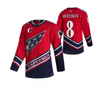 Washington Capitals #8 Alexander Ovechkin Red Men's Adidas 2020-21 Reverse Retro Alternate NHL Jersey