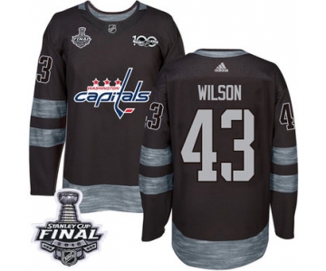 Adidas Capitals #43 Tom Wilson Black 1917-2017 100th Anniversary 2018 Stanley Cup Final Stitched NHL Jersey