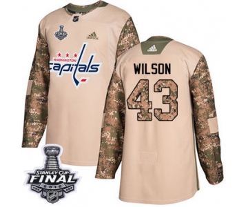 Adidas Capitals #43 Tom Wilson Camo Authentic 2017 Veterans Day 2018 Stanley Cup Final Stitched NHL Jersey