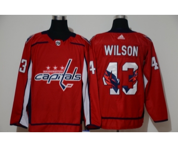 Men's Washington Capitals #43 Tom Wilson Red With Team Logo Adidas Stitched NHL Jersey