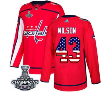 didas Washington Capitals #43 Tom Wilson Red Home Authentic USA Flag Stanley Cup Final Champions Stitched NHL Jersey