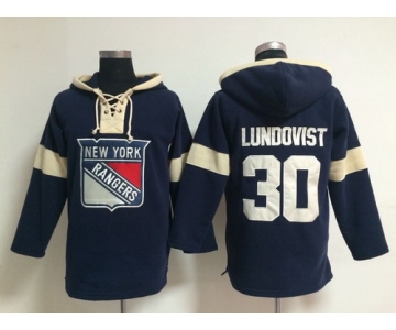 2014 Old Time Hockey New York Rangers #30 Henrik Lundqvist Navy Blue Hoodie