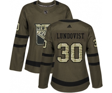 Adidas New York Rangers #30 Henrik Lundqvist Green Salute to Service Women's Stitched NHL Jersey